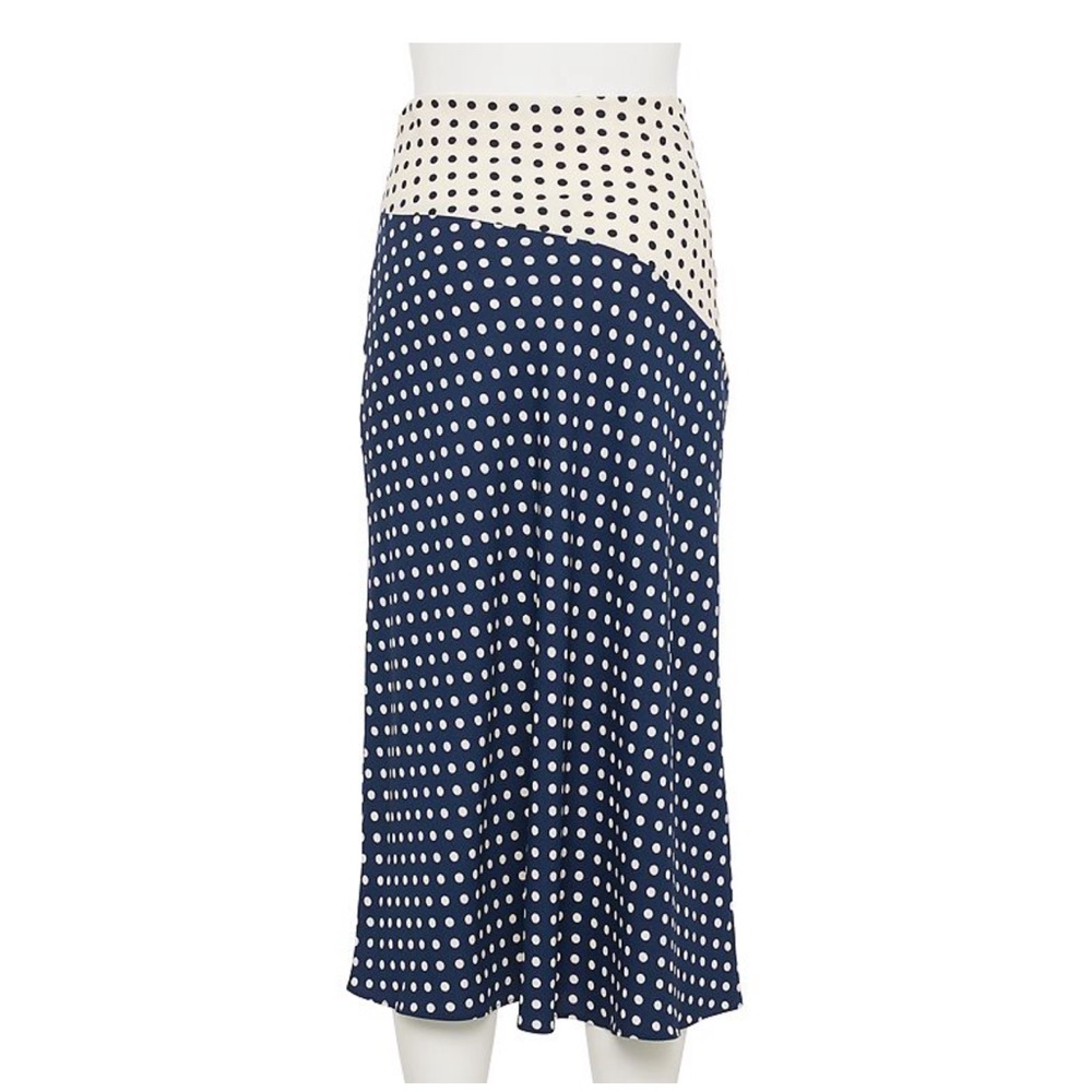 NWT LC Lauren Conrad Navy Blue and Cream Polka Dot Skirt (XXL)
